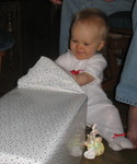 She was having a lot of fun, but wasn't very fast about it.  It probably took her about 15 minutes to get a substantial amount of paper off.