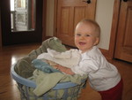 Here, mom, let me help with this laundry!