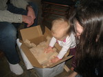Brianna finally got her box open (with some help) and had great fun taking out her neat new blocks!