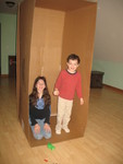 What to do until the rest of the family arrives? Play in the freezer box!