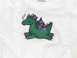 Too cute dragon from Urban Threads, in modified colors. First purple 613, green 507, 2nd purple (lavender) 612, silver-gray 005, black 900.
