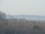 Ridge across from the house, taken from the bedroom.  I think that small white thing is the Crab Orchard water tower poking up!