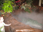 Connor was fascinated by the crocodile at the Rainforest Cafe
