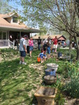Everyone helping Connor find the last few eggs, since he hadn't found many