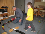 Dad and Connor playing trains