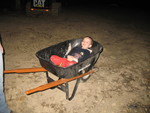 Connor enjoyed riding in the wheelbarrow