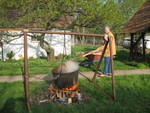 April 26: Chowder at Aunt June's. Dad starting the pot