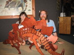 Don and Kailyn with the stegosaurus we assembled. Don insists he really is smiling.