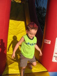 Coming down the slide -- and you can see his painted hair in this one