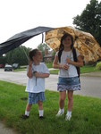 Kailyn and Connor with umbrellas