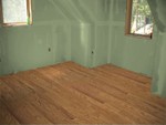 August 19: Connor's room with virtualized floor (Mannington Caspian: Honey oak) and a green similar to what he currently has picked for the paint.
