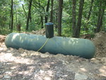 Propane tank in place, ready for being buried