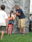 After the land, we rushed back for the finale and prize drawing for the city active-youth program.  At the pool the national guard had a climbing wall.