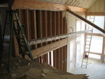 The beadboard guys set up a walking plank over the stairs