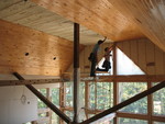 The framing crew made great progress on the beadboard again today.