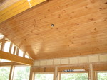Eating area ceiling. We had enough spare wood left from the other ceiling to add all this
