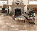 Manufacturer's pic of Tierra di Sienna in a room. Looks lighter here than in the showroom, seems to me