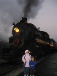It was hard to get Connor to look at me for the picture -- he just wanted to stare at the train!