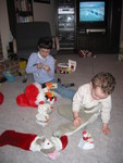 Connor just loved this little musical Santa.  He plays the drums in time with the music.