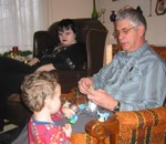 Grandpa helps extract the Nemo toys