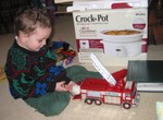 Mousie getting into the firetruck 