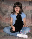 Lucky loves snuggling with Kailyn!