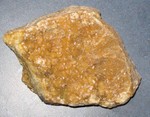 A geode piece with yellow quartz crystals I brought home last night and cleaned up today
