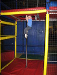 Connor coming down the fireman's pole