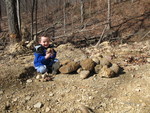 Connor with his growing geode collection