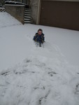 The tramped-around area was his snow fort