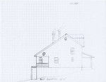 Proposed eastern elevation as drawn by Dick Martin. South roof would change because he's drawn it as a straight slope, and we'd rather do a shed dormer or the version with scissor trusses.
