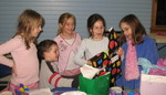Opening a gift from Tori -- a craft kit for making beautiful decorative bowls