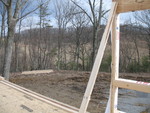 Looking southeast through the transition between the dining room and great room windows