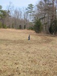 Connor examining the tracks of the tractor that just went to pull our truck out of the mud