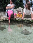 Kids at the ray and shark petting pool