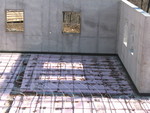 Pex tubing in the south downstairs bedroom area. Don and Jimmy got the tubing moved to cover the full downstairs bathroom, too, though you can't see it in this pic.