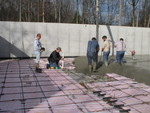 Getting the elbow in with the concrete barely a foot away. Don and Jimmy had also added the foam 