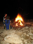 We finished the evening off with lighting a big bonfire and grilling steaks and baked potatoes for dinner over the coals