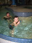 Connor was able to just hold his kickboard and drift along