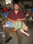 Greg drumming on Connor's belly
