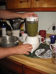 Blended to homogenize the potatoes and other things we put in.