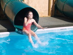Kailyn coming down the water slide