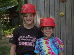 Jade and Kailyn getting ready to climb