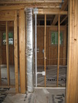 Another duct. We had hoped this one would run through the utility room instead, but it needed to go here. It may be relatively easy to conceal next to the pantry, though.