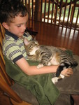 Connor and Mittens, who is recovering quite nicely from her spaying