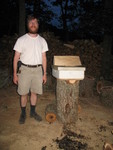 Don with the finished hive -- it was just about dark by the time we were done!