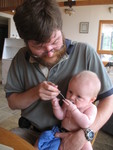 Wow, this is *good*!  (She kept grabbing the spoon with both hands.)