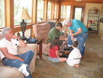 The kids joining in to make ice cream