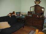 Futon and dresser area