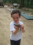 Connor with a turtle we rescued from Dripping Springs Road